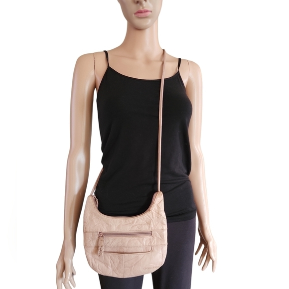 Stone & Co. Mauve Crumpled Leather Crossbody - Picture 1 of 8
